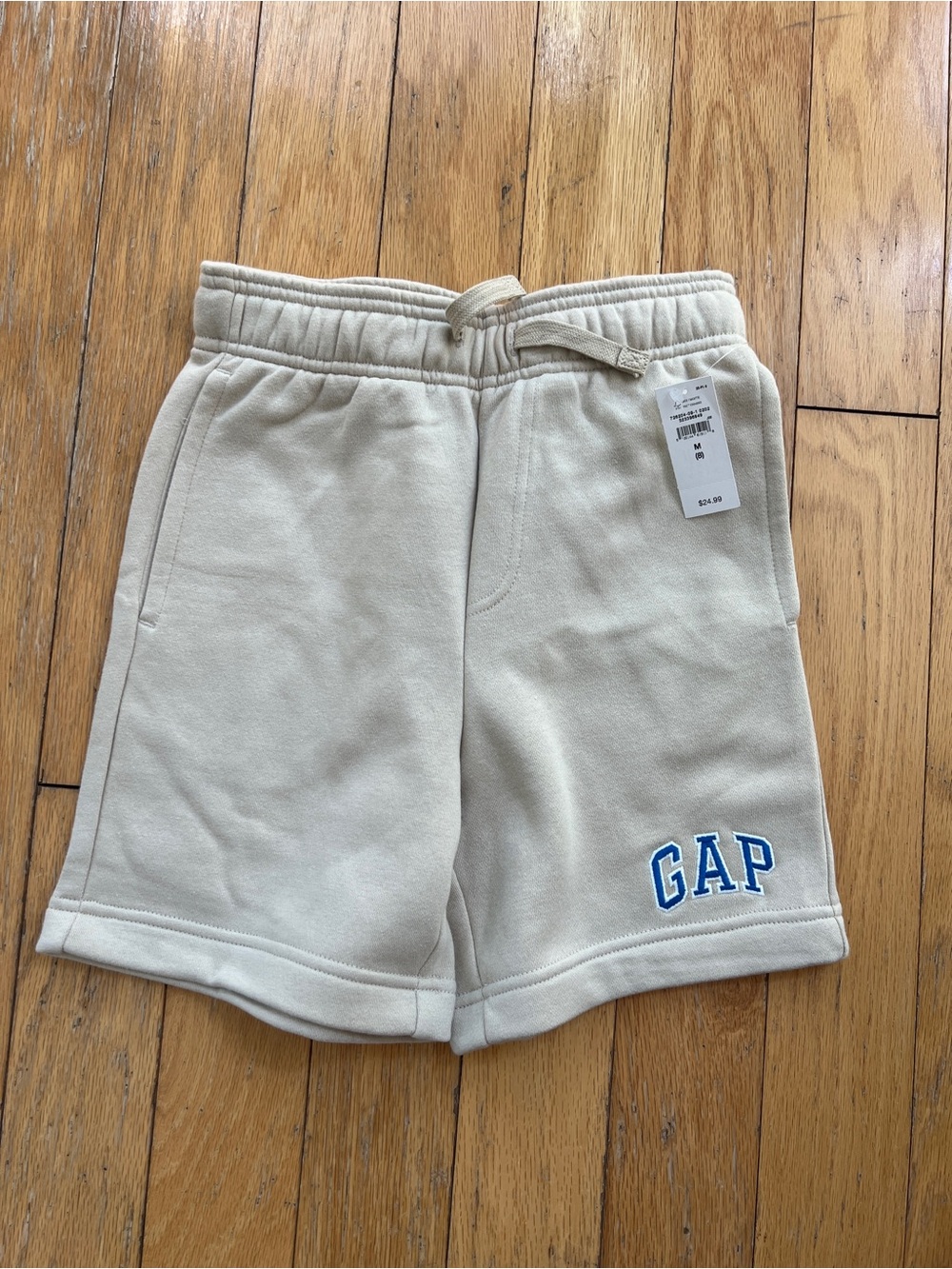 GAP Kids Cream Sweat Shorts with Blue Logo